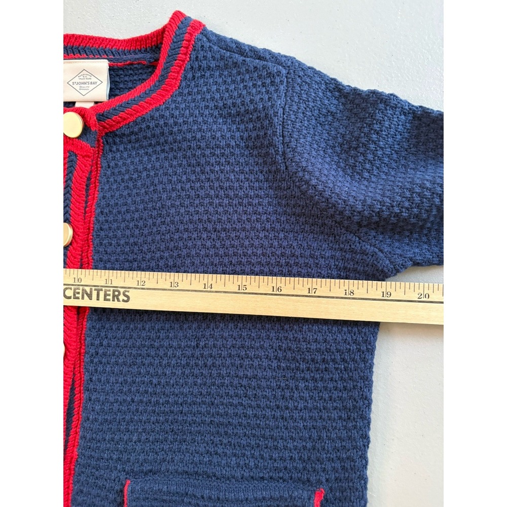St. John's Bay Women's Sz XS Blue/Red Cardigan Crew Neck Long Sleeve Button Up - Picture 5 of 9